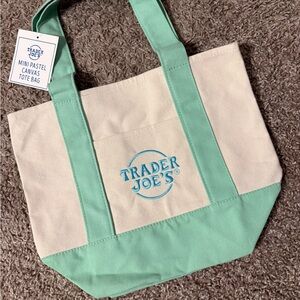 Trader Joe's Mint and Cream Canvas Tote
